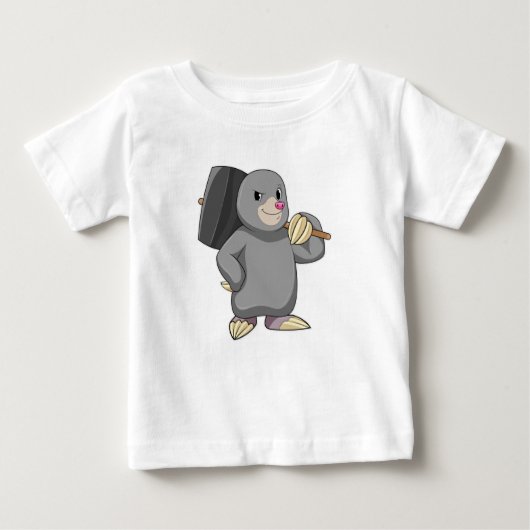 ハンマーを使ったモグラ ベビーTシャツ (正面)