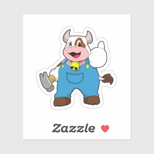 ハンマーを使った牛 シール (シート)