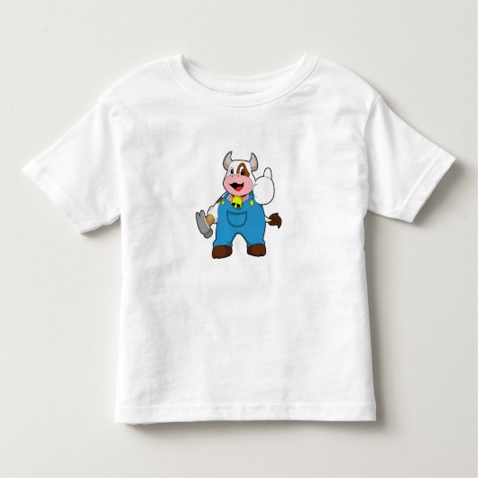 ハンマーを使った牛 トドラーTシャツ (正面)