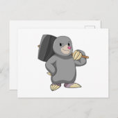 ハンマーを持った便利屋のモグラ ポストカード (正面/裏面)