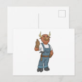 ハンマーを持った便利屋の牛 ポストカード (正面/裏面)