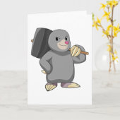 ハンマーを持つ便利屋のモグラ カード (黄色い花)