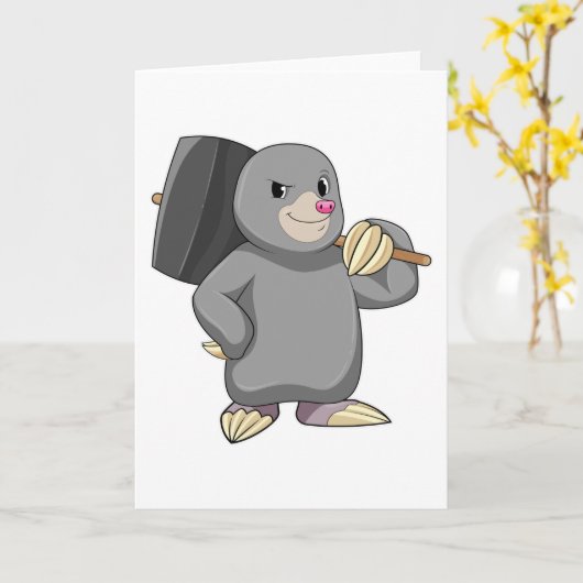 ハンマーを持つ便利屋のモグラ カード (黄色い花)