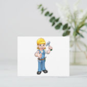 ハンマーを持つ女大工 ポストカード (スタンド正面)