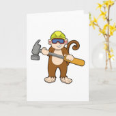 ハンマーを持つ職人としてのサル カード (黄色い花)