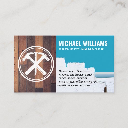 ハンマーズ爪、 ネイル | 木材絵を描 | 元請負人 名刺 (正面)