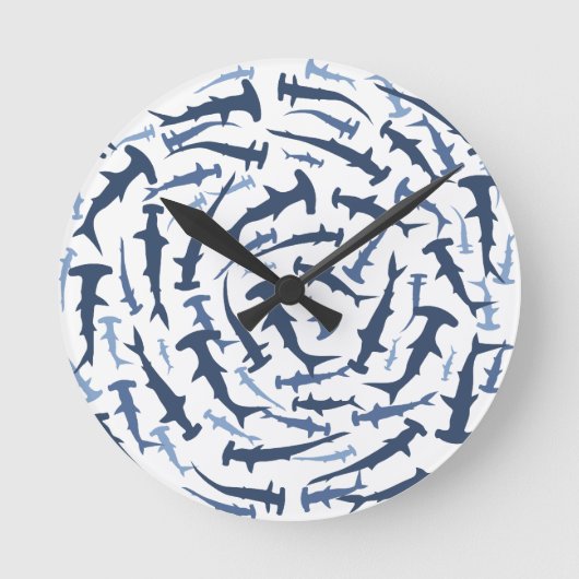 ハンマーハイハンマーヘッドシャークスキューバダイビング ラウンド壁時計 (正面)