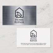 ハンマーハウスロゴ |メタリックテクスチャの背景 名刺 (正面/裏面)