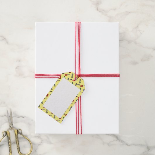 ハンマーバイスとプライヤーを備えたピクセルアートツールパターン ギフトタグ (より糸付き)