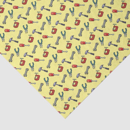 ハンマーバイスとプライヤーを備えたピクセルアートツールパターン 薄葉紙 (詳細)