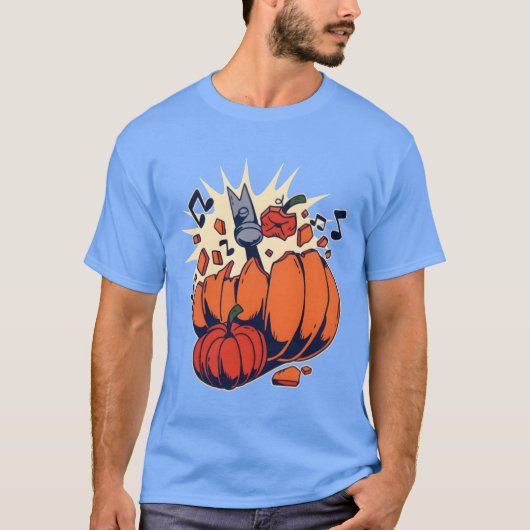 ハンマーファおもしろいミリで打ち砕かれたハロウィーンのカボチャ Tシャツ (正面)