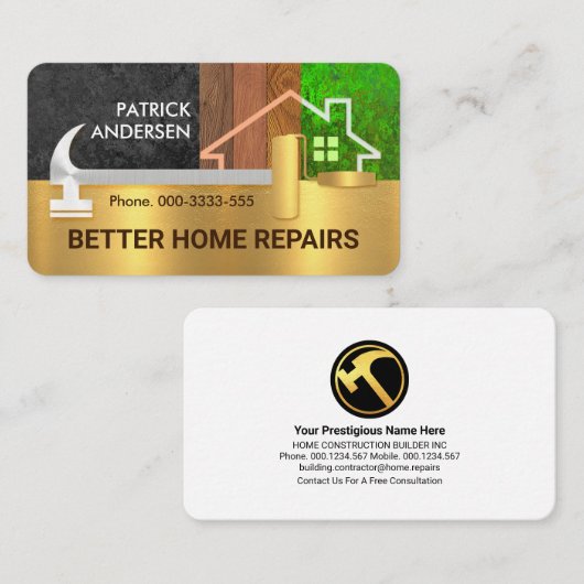 ハンマーブ縁どラシ木材ホーム風景 名刺 (正面/裏面)