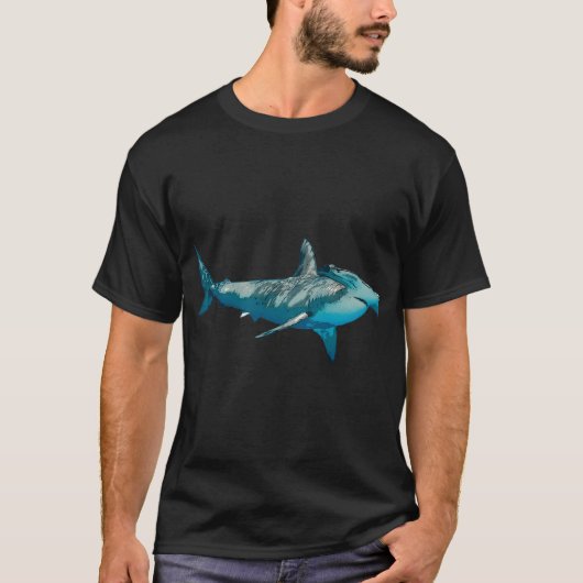 ハンマーヘッドシャークカラープリント Tシャツ (正面)