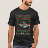 ハンマーヘッドシャーククリスマスライトサンタ醜い汗 Tシャツ (正面)