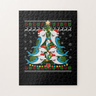 ハンマーヘッドシャーククリスマス照明ツリーシャーク ジグソーパズル