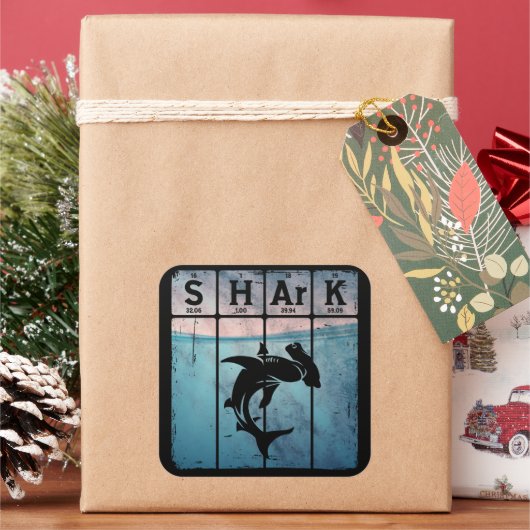 ハンマーヘッドシャーク周期表元素化学 スクエアシール (クリスマス)