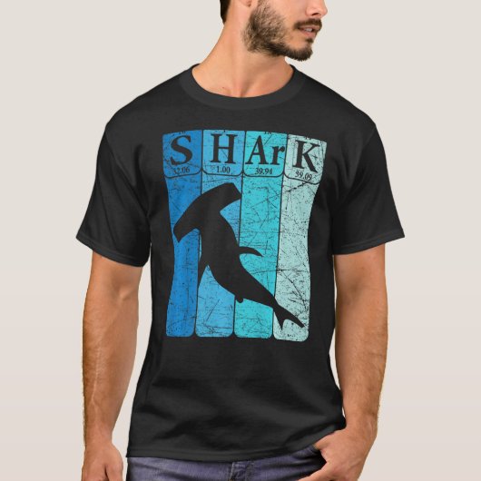 ハンマーヘッドシャーク周期表要素レトロSha Tシャツ (正面)