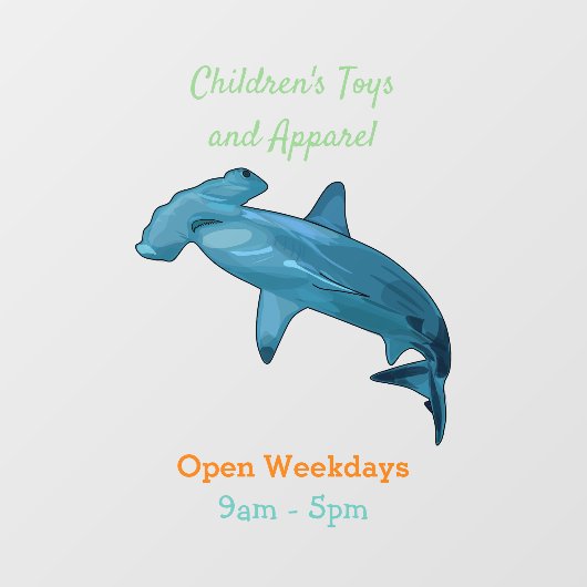 ハンマーヘッドシャーク漫画イラストレーション ウィンドウサイン (シート)