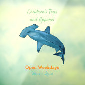 ハンマーヘッドシャーク漫画イラストレーション ウィンドウサイン (シート3)