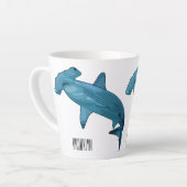 ハンマーヘッドシャーク漫画イラストレーション カフェラテマグ (左アングル)