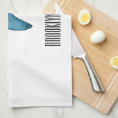 ハンマーヘッドシャーク漫画イラストレーション キッチンタオル (四つ折り)