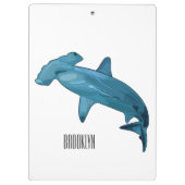 ハンマーヘッドシャーク漫画イラストレーション クリップボード (裏面)