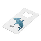 ハンマーヘッドシャーク漫画イラストレーション クレジットカード栓抜き (正面アングル)