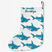 ハンマーヘッドシャーク漫画イラストレーション スモールクリスマスストッキング (裏面)