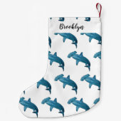 ハンマーヘッドシャーク漫画イラストレーション スモールクリスマスストッキング (裏面)