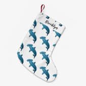 ハンマーヘッドシャーク漫画イラストレーション スモールクリスマスストッキング (正面 (吊り時))