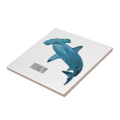 ハンマーヘッドシャーク漫画イラストレーション タイル (側面)