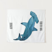 ハンマーヘッドシャーク漫画イラストレーション タペストリー (正面(横))