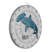 ハンマーヘッドシャーク漫画イラストレーション ダーツボード (正面左)