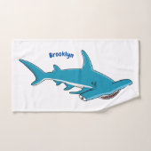 ハンマーヘッドシャーク漫画イラストレーション バスタオルセット (ハンドタオル)