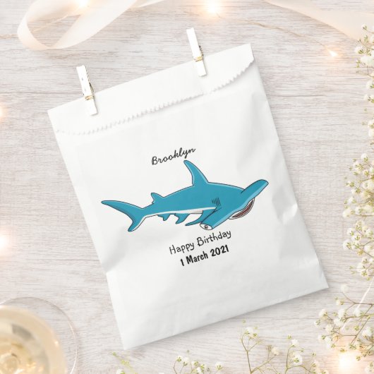 ハンマーヘッドシャーク漫画イラストレーション フェイバーバッグ (クリップ留めされた状態)