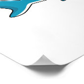 ハンマーヘッドシャーク漫画イラストレーション ポスター (角)