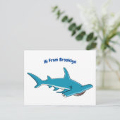 ハンマーヘッドシャーク漫画イラストレーション ポストカード (スタンド正面)