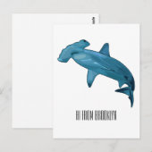 ハンマーヘッドシャーク漫画イラストレーション ポストカード (正面/裏面)