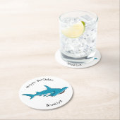 ハンマーヘッドシャーク漫画イラストレーション ラウンドペーパーコースター (インサイチュ)