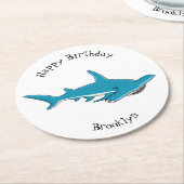 ハンマーヘッドシャーク漫画イラストレーション ラウンドペーパーコースター (アングル)