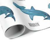 ハンマーヘッドシャーク漫画イラストレーション ラッピングペーパー (ロールコーナー)