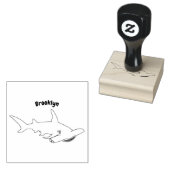 ハンマーヘッドシャーク漫画イラストレーション ラバースタンプ (押印)