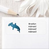 ハンマーヘッドシャーク漫画イラストレーション ラベル (インサイチュ)