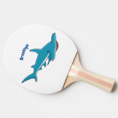 ハンマーヘッドシャーク漫画イラストレーション 卓球ラケット (横)