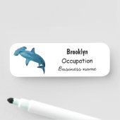 ハンマーヘッドシャーク漫画イラストレーション 名札 (インサイチュ)