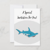 ハンマーヘッドシャーク漫画イラストレーション 招待状 (裏面)