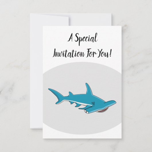 ハンマーヘッドシャーク漫画イラストレーション 招待状 (裏面)