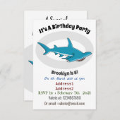 ハンマーヘッドシャーク漫画イラストレーション 招待状 (正面/裏面)