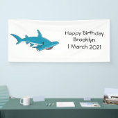 ハンマーヘッドシャーク漫画イラストレーション 横断幕 (トレードショー)