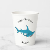 ハンマーヘッドシャーク漫画イラストレーション 紙コップ (裏面)